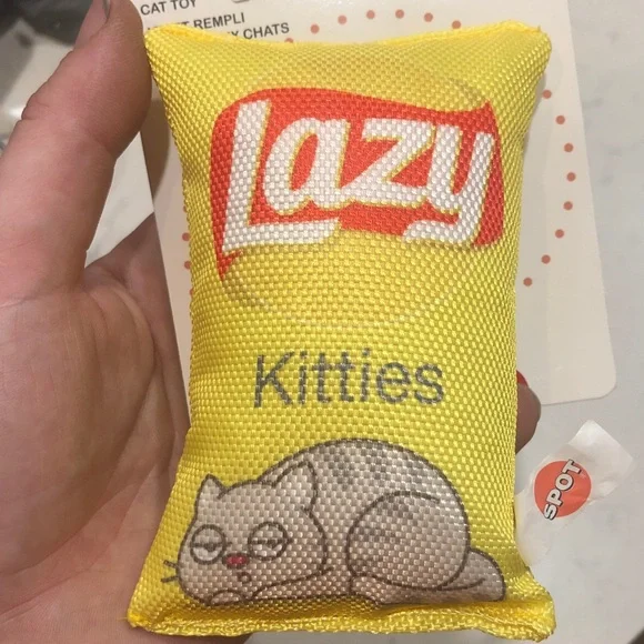 Yellow Catnip Toy with Cat Design Lazy Kitties - Picture 2 of 5